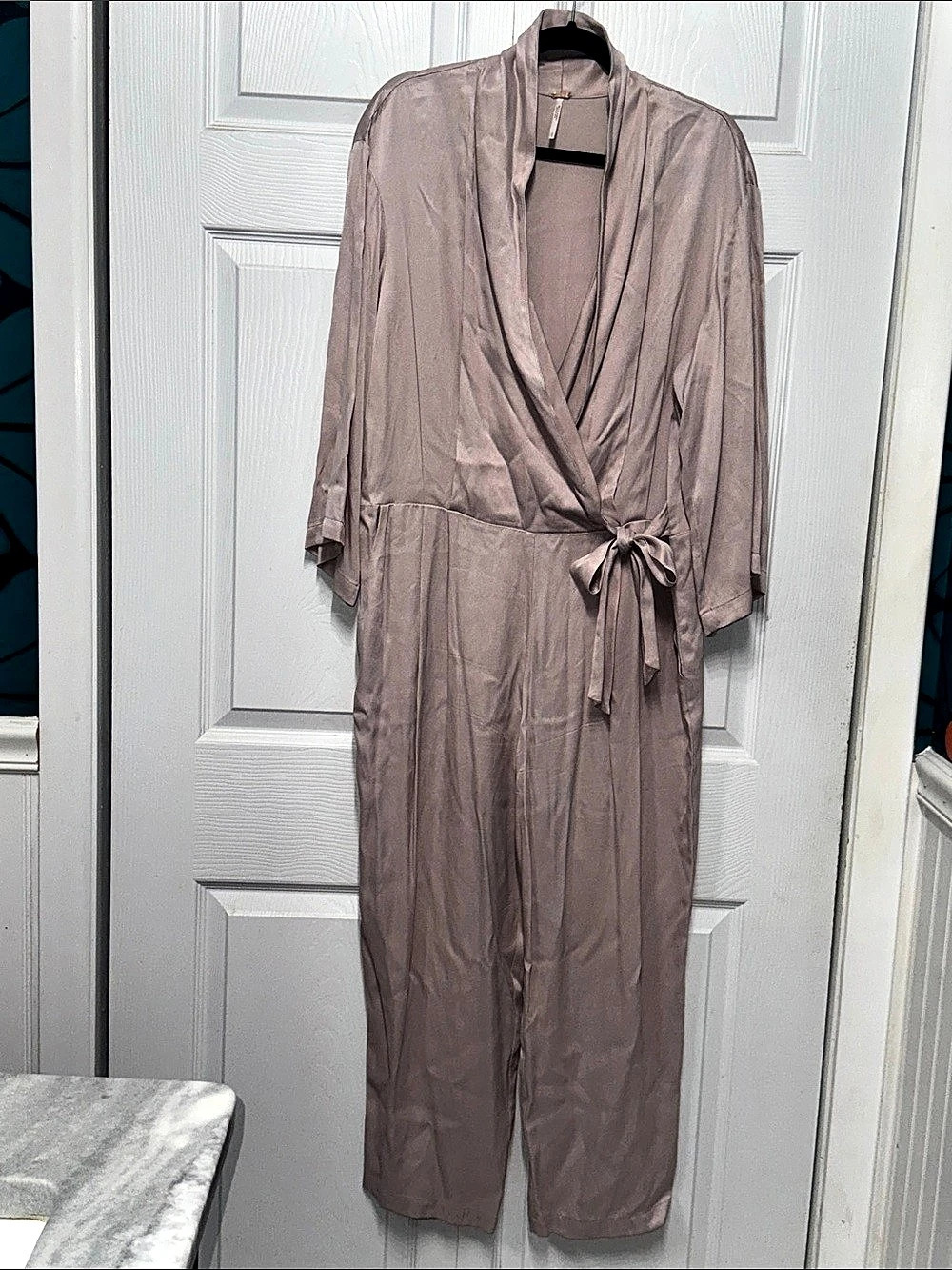 Free People Tie-Front Jumpsuit in light pink Like New